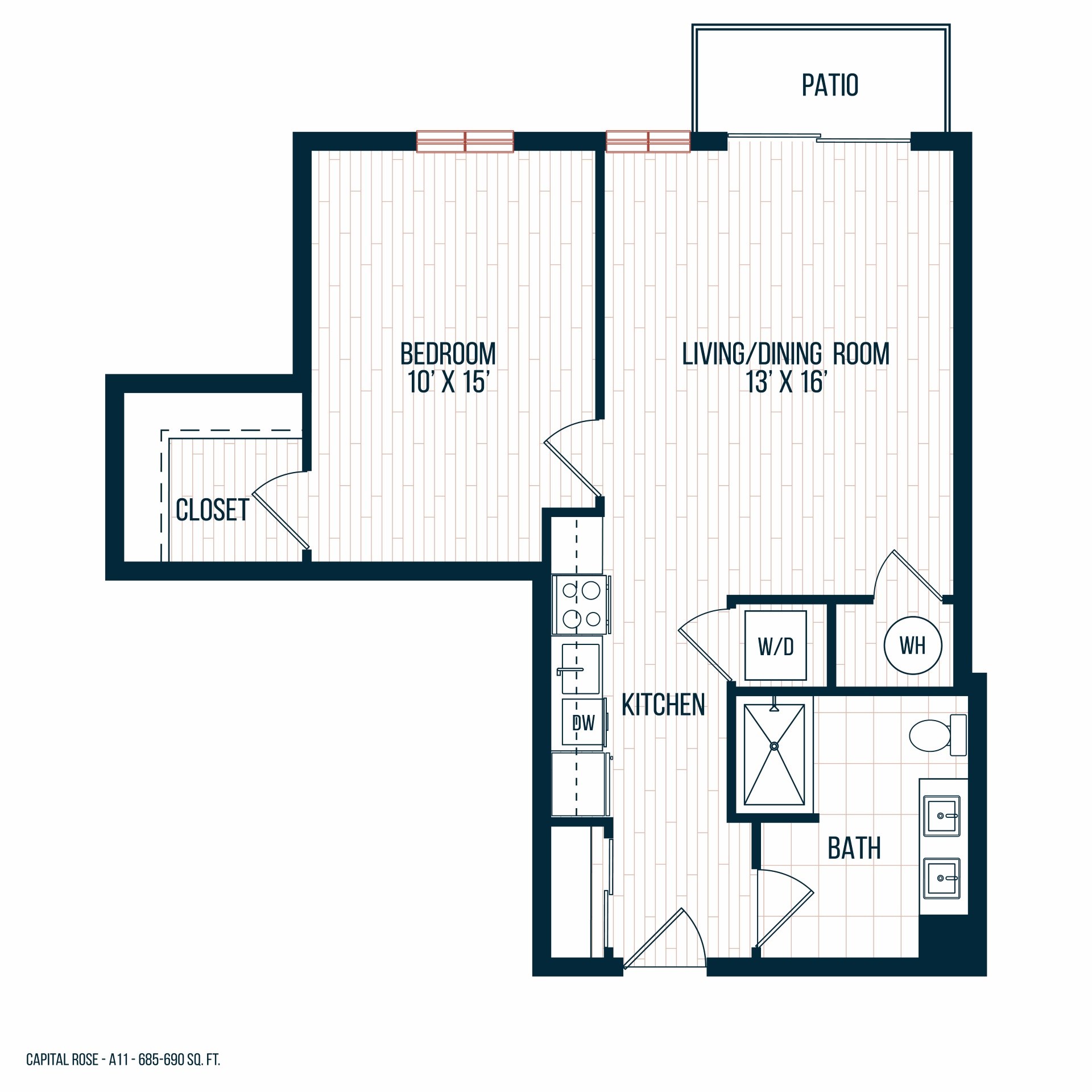 Capitol Rose Luxury Apartments in Washington, DC A11 A Floor Plan